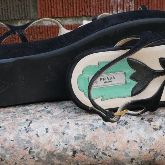 RARE PRADA Floral Black & Blue FAIRY COLLECTION JAMES JEAN 2008 Sandals Size 39 - Picture 3 of 4
